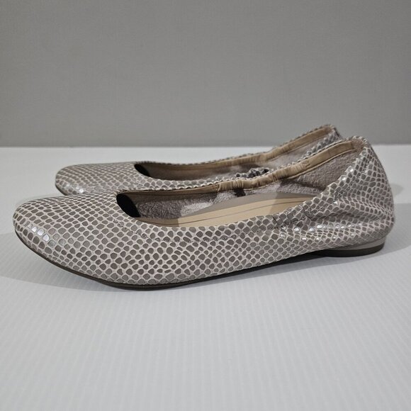 Vionic Alexa Ballet Flat Size 7 Metallic Gray Taupe Leather Lizard Print Slip On - Picture 1 of 13
